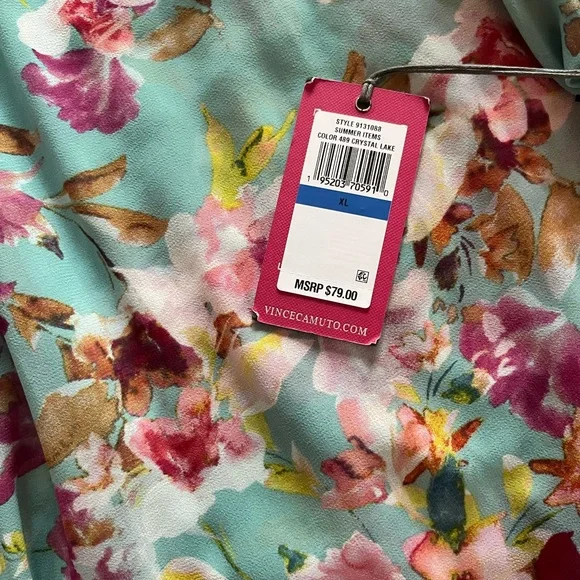 Vince Camuto Floral Blouse - Pink and light blue, NWT, size XL. - Picture 5 of 8
